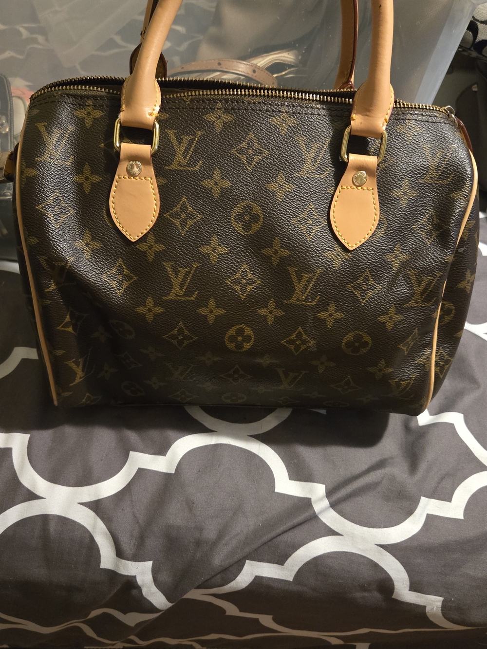 Louis Vuitton Gold Padlock with Tan Strap Accent